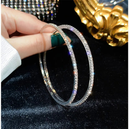 Jewellery   FYUAN Fashion 2cm 6cm 8cm 10cm Round Crystal Hoop Earrings for Women Geometric Rhinestone Earrings Statement Jewelry Gifts