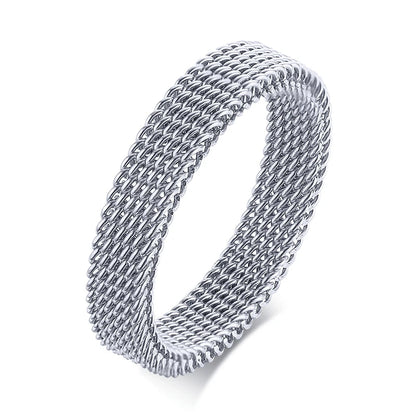 Jewellery  FLEXIBLE STEEL RING MESH FLAT CHAIN BAND RING FOR MEN WOMEN JEWELRY