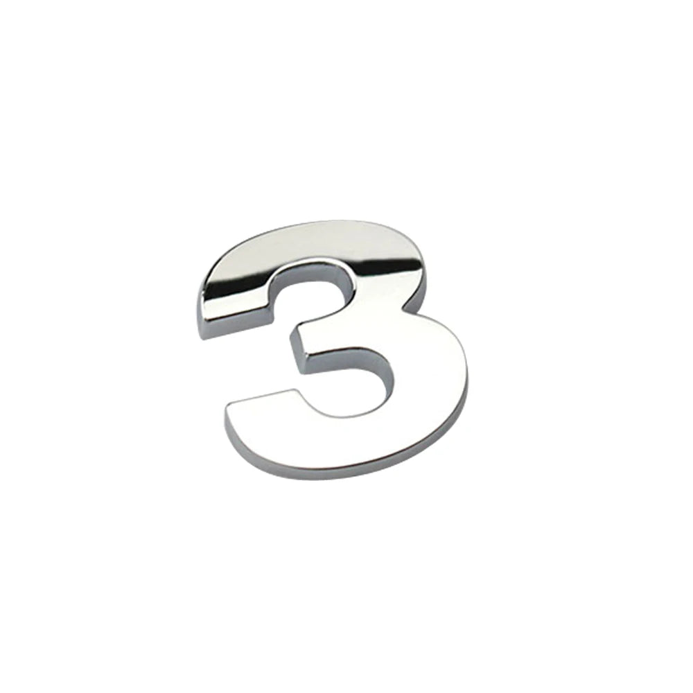 3D Silver Alloy Letter & Number Car Emblem Sticker – A–Z & 0–9/Car