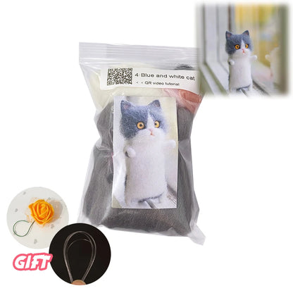 Toys Cute and Interesting handmade toys DIY wool felt cat kits unfinished plush doll poking music toy gift Non-finished product