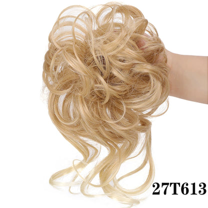 Crown & Glory Wigs  LUPU Synthetic Hair Bun Chignon Messy Curly Hair Band Elastic Scrunchy False Hair Pieces For Women Hairpins Black Brown