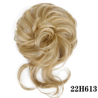 Crown & Glory Wigs  LUPU Synthetic Hair Bun Chignon Messy Curly Hair Band Elastic Scrunchy False Hair Pieces For Women Hairpins Black Brown