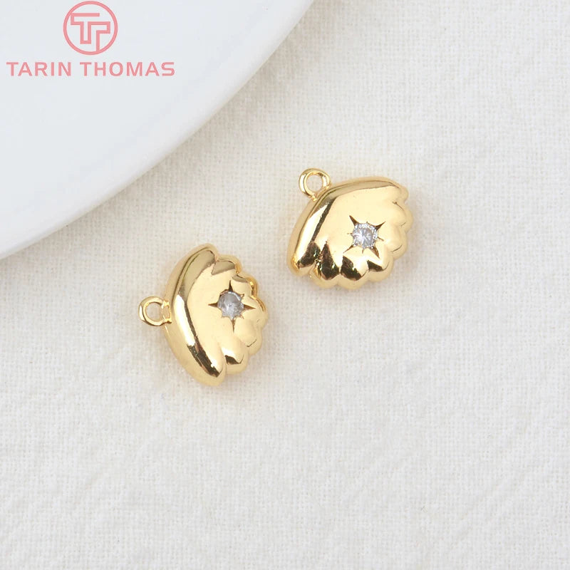 Jewellery   (203)4PCS 10x15MM 24K Gold Color Plated Brass with Zircon Star Charms Pendants High Quality Jewelry Findings Earrings Accessorie