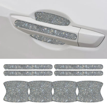 Car   8pcs Bling Car Door Bowl & Door Handle Protector Kit Shiny Rhinestones Scratch-Resistant Stickers Door Cup Handle Protective Film