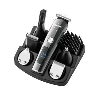 Bathroom  Kemei Professional Multifunction Beard Hair Trimmer Waterproof 6 In 1 Hair Clipper Electric Razor for Men Grooming  Kit KM-8508