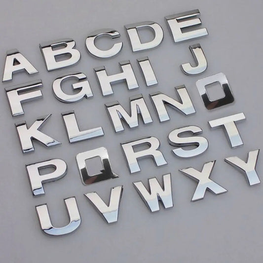 Car   Alphabet Letter Car Stickers Styling Self Adhesive Auto Badge Emblem Auto Tuning Sticker A-Z 3D Chrome 25mm Car Accessories