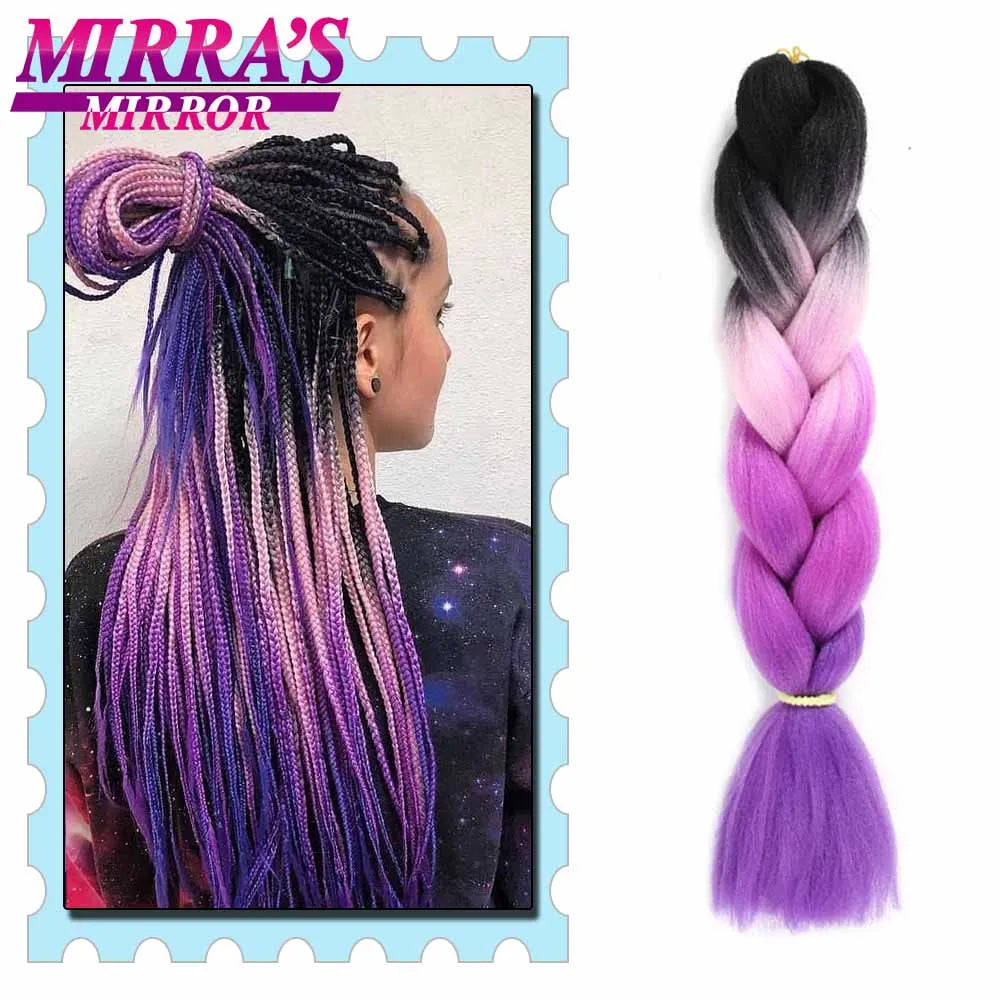 Style & Shine Hair  Jumbo Braiding Hair Extensions High Temperature YAKI Fiber Hair For Braids Synthetic Braiding Box Hair Ombre Jumbo Braid Purple