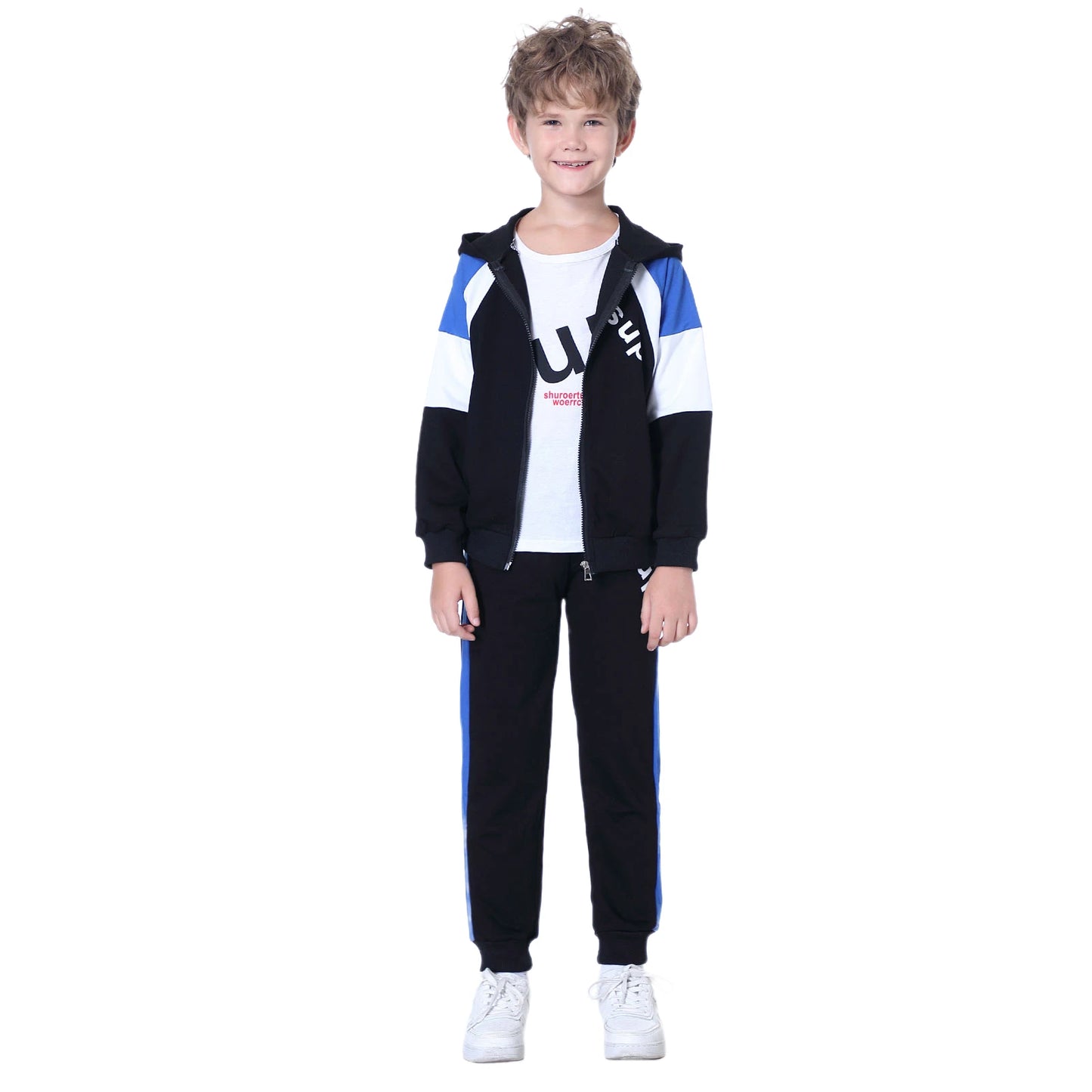 Boy clothing  Kids Tracksuits Teen Boys School Sweatsuits Fashion Cotton Hooded Tops Soft Children Long Sleeve T-Shirts Pants Sportswear