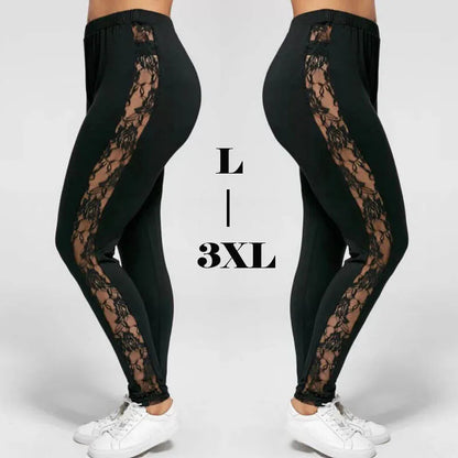 Woman clothing   Plus Size Lace Up Lace  Leggings 2019 Spring Summer Skinny Leggins Women Pencil Pants Trouser Black Leggings Big Size 3XL