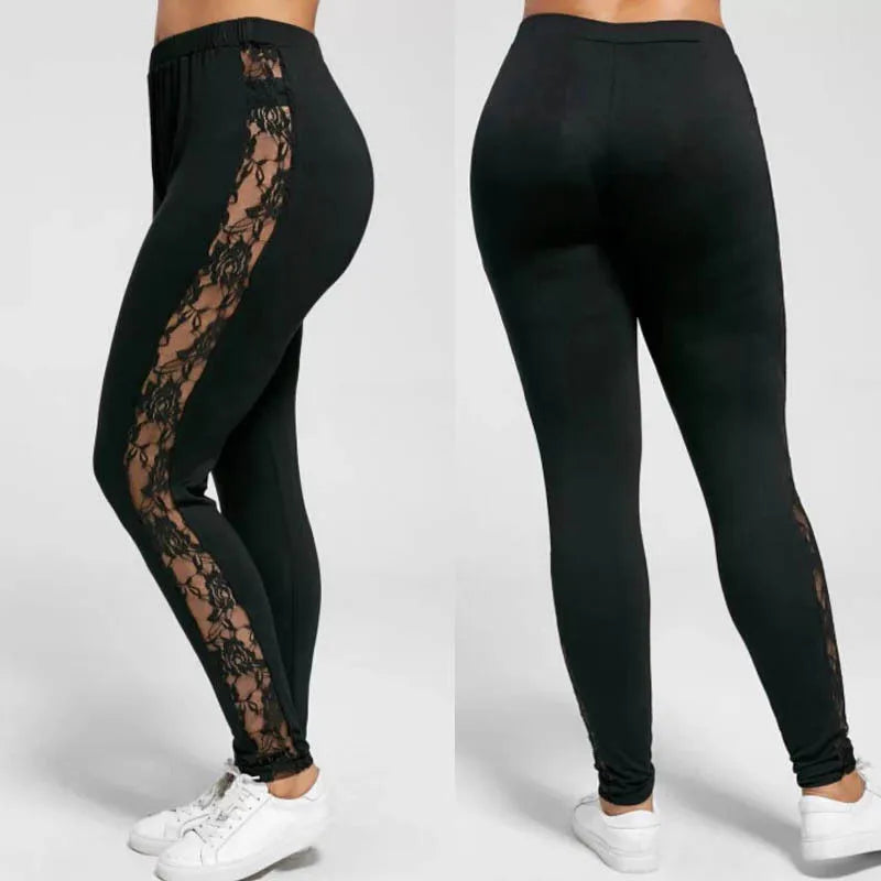 Woman clothing   Plus Size Lace Up Lace  Leggings 2019 Spring Summer Skinny Leggins Women Pencil Pants Trouser Black Leggings Big Size 3XL