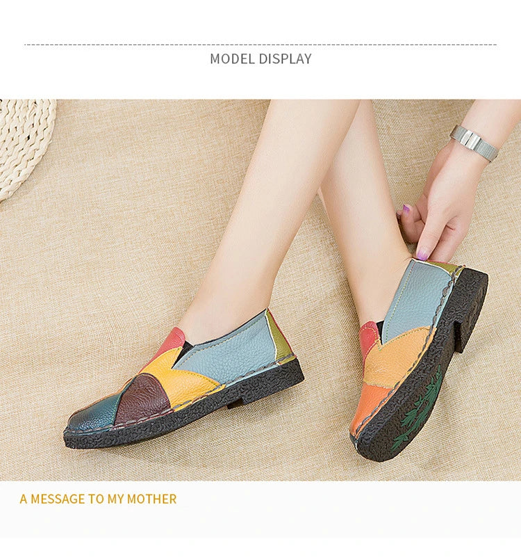 Woman shoes Ladies Women Mother Genuine Leather Shoes Flats Designer Loafers Moccasins Slip On Colorful Plus Size 41 42