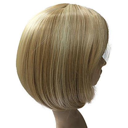 Crown & Glory Wigs HAIRJOY Women Synthetic  Wigs Short Straight Bob Hairstyle Blonde HighLights Hair Wig Heat Resistant Fiber