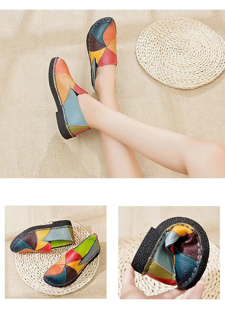 Woman shoes Ladies Women Mother Genuine Leather Shoes Flats Designer Loafers Moccasins Slip On Colorful Plus Size 41 42