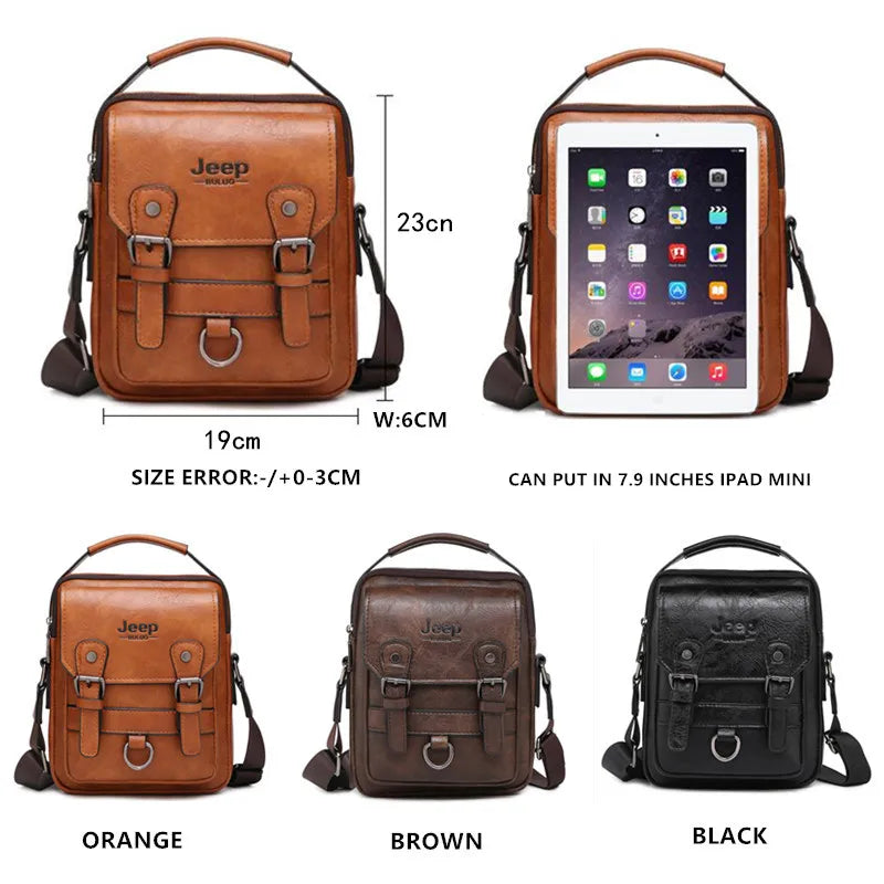 men shoes  JEEP BULUO Multi-function Business Handbags Men New Man's Shoulder Bag Large Capacity Leather Messenger Bag Crossbody Big Brand