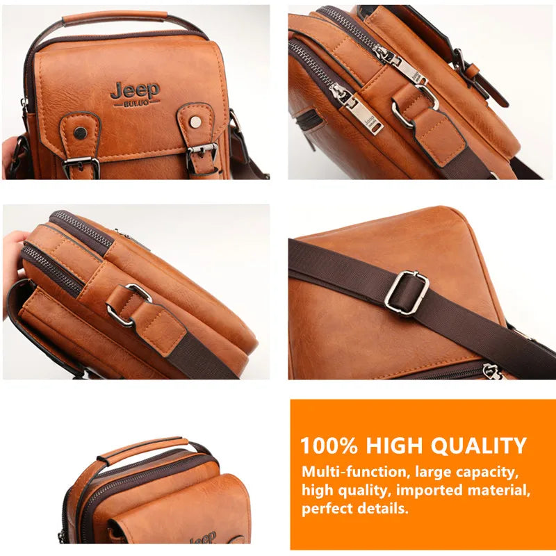 men shoes  JEEP BULUO Multi-function Business Handbags Men New Man's Shoulder Bag Large Capacity Leather Messenger Bag Crossbody Big Brand