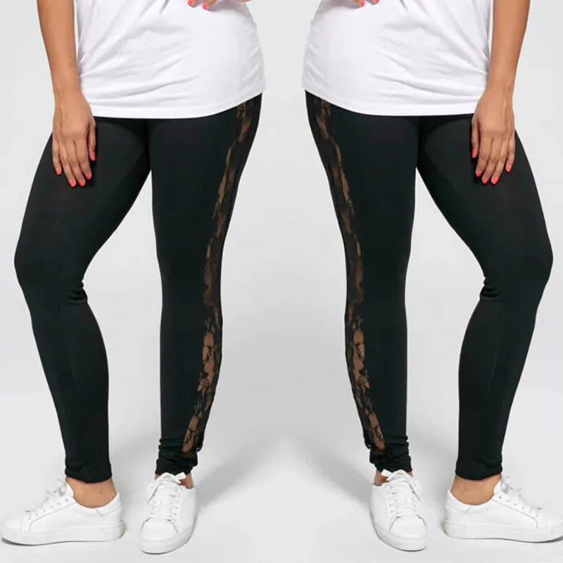 Woman clothing   Plus Size Lace Up Lace  Leggings 2019 Spring Summer Skinny Leggins Women Pencil Pants Trouser Black Leggings Big Size 3XL