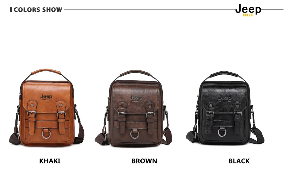 men shoes  JEEP BULUO Multi-function Business Handbags Men New Man's Shoulder Bag Large Capacity Leather Messenger Bag Crossbody Big Brand