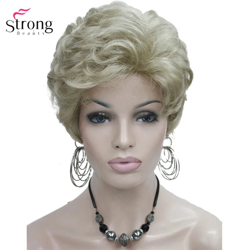 Crown & Glory Wigs  Strong Beauty Short Fluffy Natural Wave Blonde Full Synthetic Wigs Women's Hair Wig 6 colors for choose