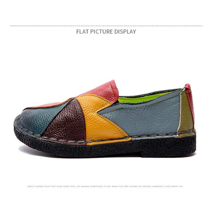 Woman shoes Ladies Women Mother Genuine Leather Shoes Flats Designer Loafers Moccasins Slip On Colorful Plus Size 41 42