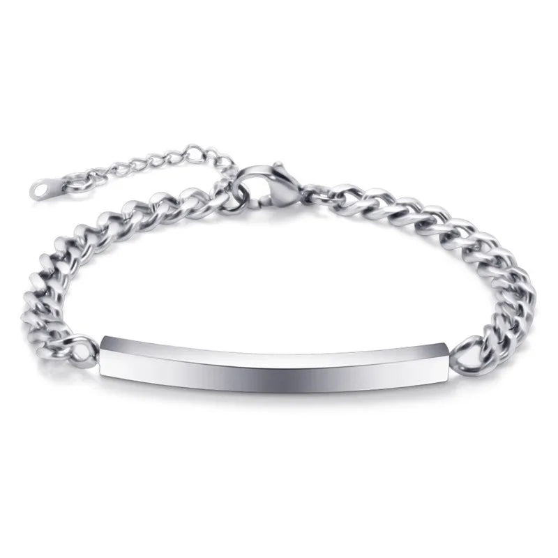 Jewellery  ZORCVENS New Top Quality Silver Color 316L Stainless Steel Couple Link Chain Wedding Bracelets for Men Women Never Fade