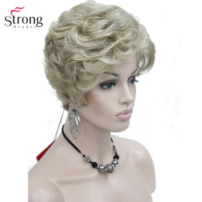 Crown & Glory Wigs  Strong Beauty Short Fluffy Natural Wave Blonde Full Synthetic Wigs Women's Hair Wig 6 colors for choose