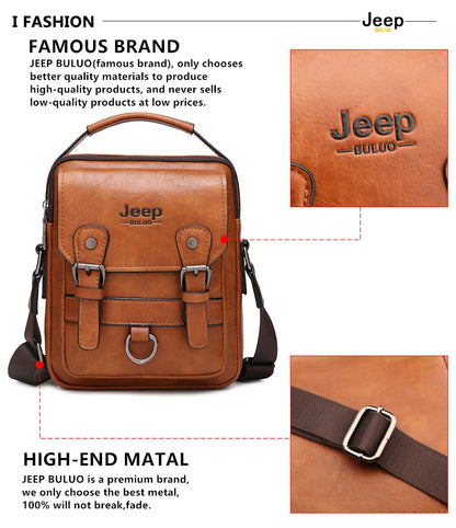 men shoes  JEEP BULUO Multi-function Business Handbags Men New Man's Shoulder Bag Large Capacity Leather Messenger Bag Crossbody Big Brand