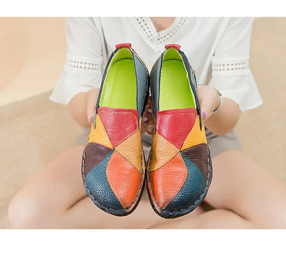 Woman shoes Ladies Women Mother Genuine Leather Shoes Flats Designer Loafers Moccasins Slip On Colorful Plus Size 41 42