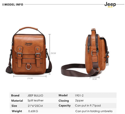 men shoes  JEEP BULUO Multi-function Business Handbags Men New Man's Shoulder Bag Large Capacity Leather Messenger Bag Crossbody Big Brand