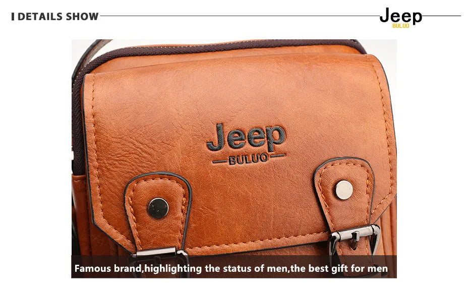 men shoes  JEEP BULUO Multi-function Business Handbags Men New Man's Shoulder Bag Large Capacity Leather Messenger Bag Crossbody Big Brand