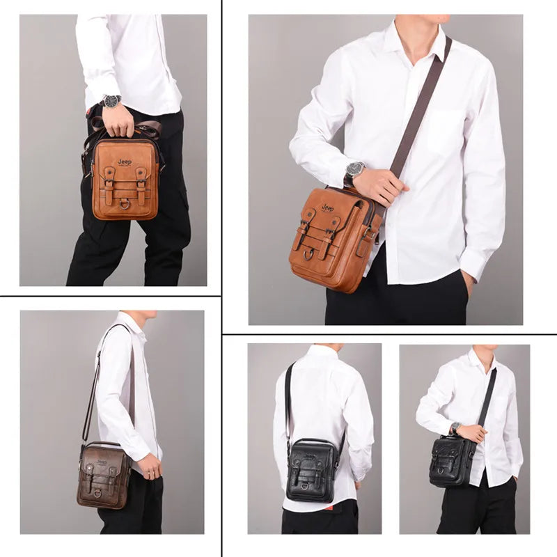 men shoes  JEEP BULUO Multi-function Business Handbags Men New Man's Shoulder Bag Large Capacity Leather Messenger Bag Crossbody Big Brand