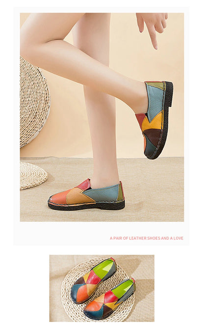 Woman shoes Ladies Women Mother Genuine Leather Shoes Flats Designer Loafers Moccasins Slip On Colorful Plus Size 41 42