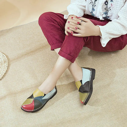 Woman shoes Ladies Women Mother Genuine Leather Shoes Flats Designer Loafers Moccasins Slip On Colorful Plus Size 41 42