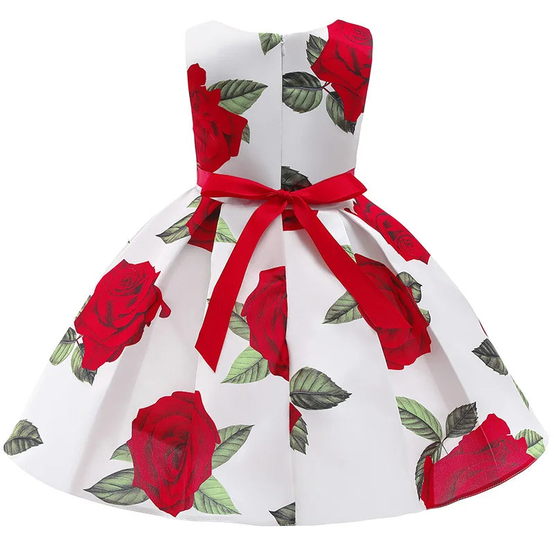 Girl clothing Summer Kids Flower Dresses for Girls Christmas Children Clothing Dress Princess Brithday Wedding Party Baby Girl Dress With Bow