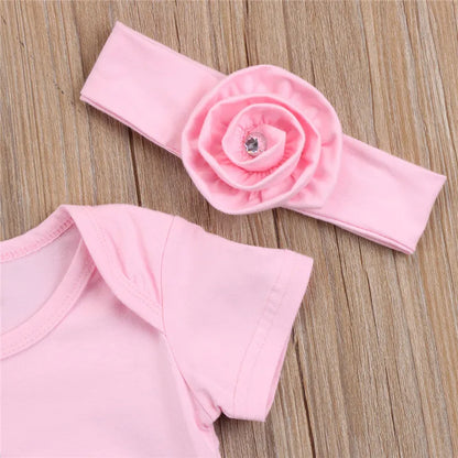 Girl clothing New New born Baby Flower Romper Girl Jumpsuit Headband Outfits Girls Clothes Set