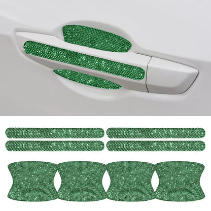 Car   8pcs Bling Car Door Bowl & Door Handle Protector Kit Shiny Rhinestones Scratch-Resistant Stickers Door Cup Handle Protective Film