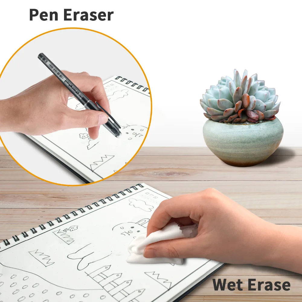 odds A6 Reusable Erasable Notebook black notebook Microwave Wave Cloud Erase Notepad Note Pad Lined With Pen save paper