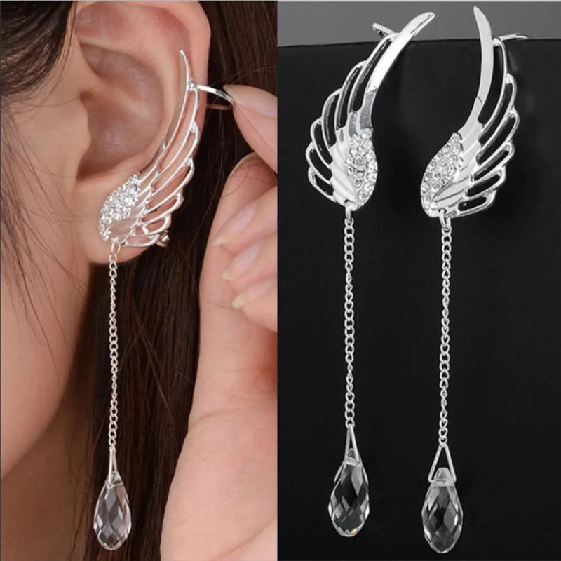 Jewellery  Fashion Angel Wings Tassel Earring With White Bead Pendant Feather Shape Jewelry