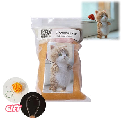 Toys Cute and Interesting handmade toys DIY wool felt cat kits unfinished plush doll poking music toy gift Non-finished product