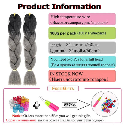 Style & Shine Hair  Jumbo Braiding Hair Extensions High Temperature YAKI Fiber Hair For Braids Synthetic Braiding Box Hair Ombre Jumbo Braid Purple