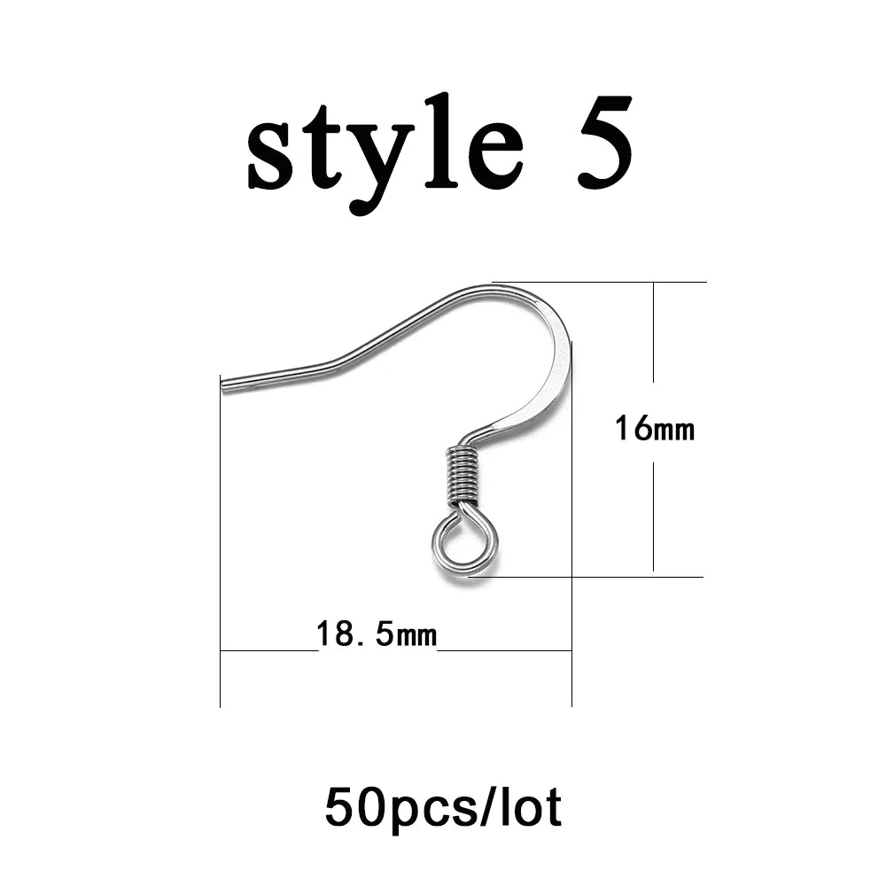 Jewellery  20-50Pcs No Allergic Stainless Steel Ear Hook Earrings Clasps Ear Wire Findings For DIY Jewelry Making Supplies Accessories