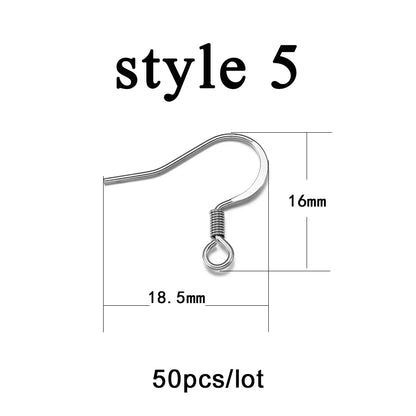 Jewellery  20-50Pcs No Allergic Stainless Steel Ear Hook Earrings Clasps Ear Wire Findings For DIY Jewelry Making Supplies Accessories