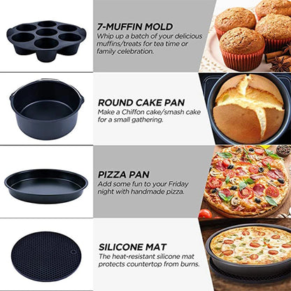 Kitchen   7 Inch/8 Inch Air Fryer Accessories Airfryer Baking Mould Non-Stick baking Basket Round For Kitchen Accessories Dropshipping