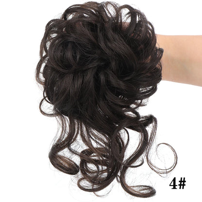 Crown & Glory Wigs  LUPU Synthetic Hair Bun Chignon Messy Curly Hair Band Elastic Scrunchy False Hair Pieces For Women Hairpins Black Brown