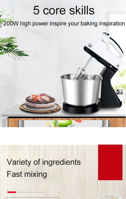 Kitchen  JIQI 7 Files Dough Mixer Egg Beater Food Blender Kitchen Electric Food Processor hand held cream milk Foamer whisk Stirrer 110V