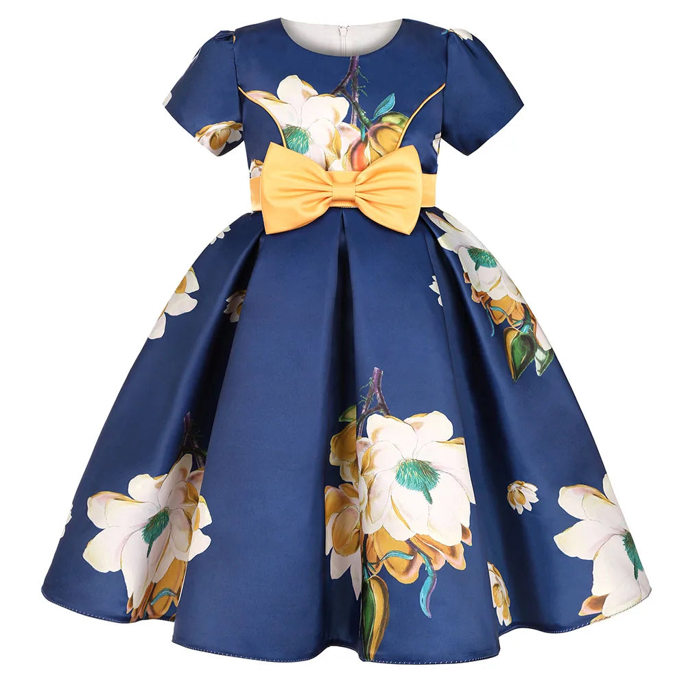 Girl clothing Summer Kids Flower Dresses for Girls Christmas Children Clothing Dress Princess Brithday Wedding Party Baby Girl Dress With Bow