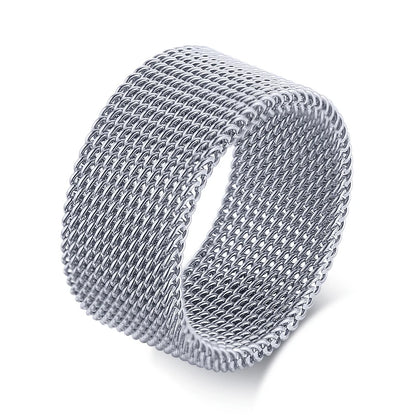 Jewellery  FLEXIBLE STEEL RING MESH FLAT CHAIN BAND RING FOR MEN WOMEN JEWELRY