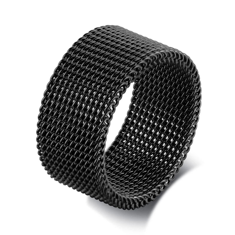 Jewellery  Vnox Men's Mesh Wedding Bands Rings for Women 4mm 10mm Wide Stainless Steel Anti Allergy Retro Punk Gothic Unisex Jewelry