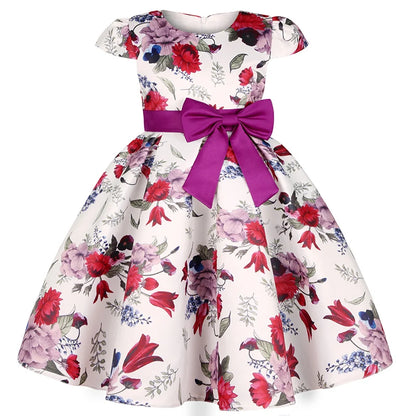 Girl clothing Summer Kids Flower Dresses for Girls Christmas Children Clothing Dress Princess Brithday Wedding Party Baby Girl Dress With Bow