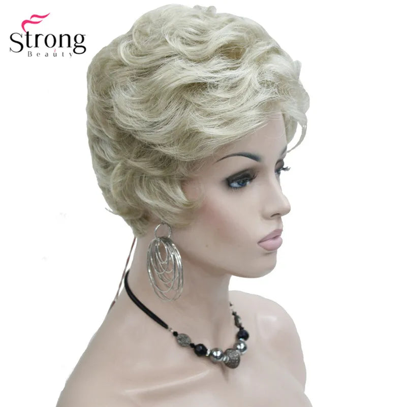 Crown & Glory Wigs  Strong Beauty Short Fluffy Natural Wave Blonde Full Synthetic Wigs Women's Hair Wig 6 colors for choose