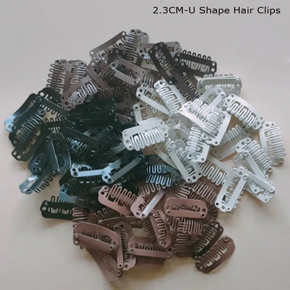 Crown & Glory Wigs accessories 50pcs U  2.3cm Wig Clips For Human Hair Extensions/Weaving Extensions Medium Professional Salon Accessories Black Brown Blonde